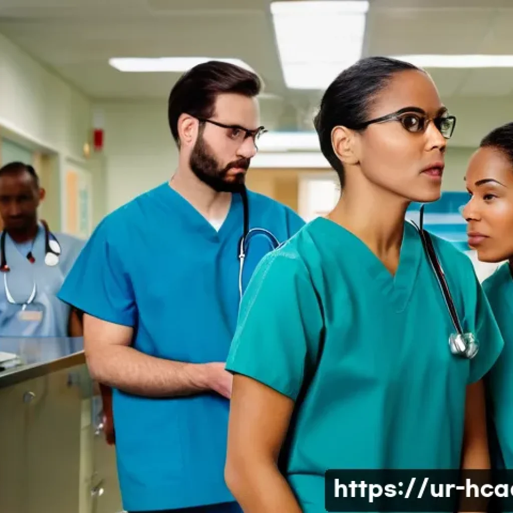 보건의료행정사 현업에서 겪는 에피소드 - **Prompt 1: Hospital Emergency – Teamwork Amidst a Challenge**
    "A dynamic scene inside a modern ...